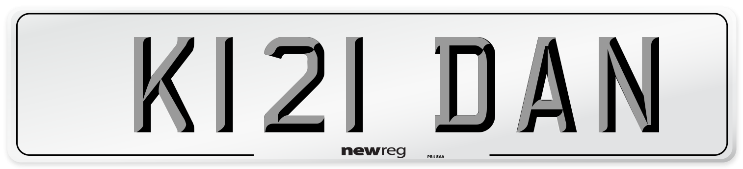 K121 DAN Number Plate from New Reg